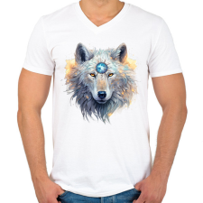 PRINTFASHION farkas - Férfi V-nyakú póló - Fehér férfi póló