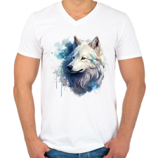 PRINTFASHION farkas - Férfi V-nyakú póló - Fehér férfi póló