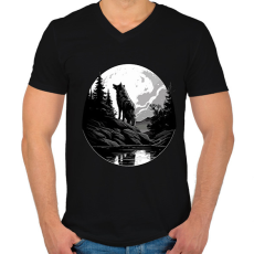 PRINTFASHION farkas - Férfi V-nyakú póló - Fekete