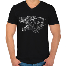 PRINTFASHION farkas - Férfi V-nyakú póló - Fekete férfi póló