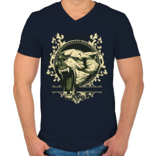 PRINTFASHION Farkas - Férfi V-nyakú póló - Sötétkék férfi póló