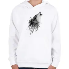 PRINTFASHION Farkas - Gyerek kapucnis pulóver - Fehér gyerek pulóver, kardigán