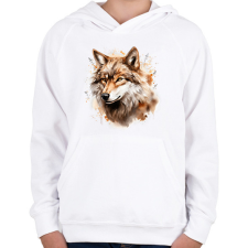 PRINTFASHION farkas - Gyerek kapucnis pulóver - Fehér gyerek pulóver, kardigán