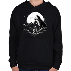 PRINTFASHION farkas - Gyerek kapucnis pulóver - Fekete