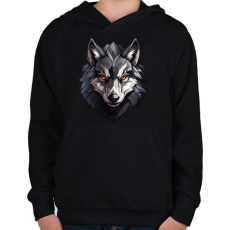 PRINTFASHION Farkas  - Gyerek kapucnis pulóver - Fekete