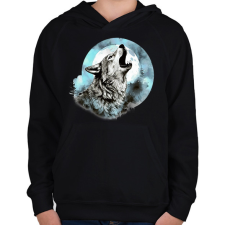 PRINTFASHION Farkas - Gyerek kapucnis pulóver - Fekete gyerek pulóver, kardigán