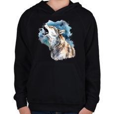 PRINTFASHION Farkas  - Gyerek kapucnis pulóver - Fekete