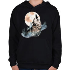 PRINTFASHION Farkas  - Gyerek kapucnis pulóver - Fekete