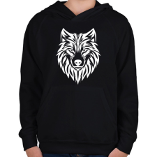 PRINTFASHION Farkas  - Gyerek kapucnis pulóver - Fekete gyerek pulóver, kardigán