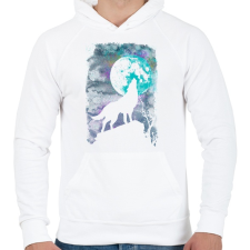 PRINTFASHION Farkas holdfényben - Férfi kapucnis pulóver - Fehér férfi pulóver, kardigán