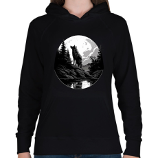 PRINTFASHION farkas - Női kapucnis pulóver - Fekete