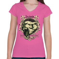 PRINTFASHION Farkas - Női V-nyakú póló - Rózsaszín