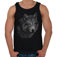 PRINTFASHION Farkas portré - Férfi atléta - Fekete atléta, trikó