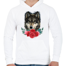 PRINTFASHION Farkas rózsával - Férfi kapucnis pulóver - Fehér férfi pulóver, kardigán