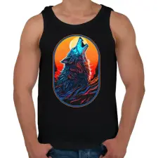 PRINTFASHION Farkas üvöltés a teliholdnál - Férfi atléta - Fekete atléta, trikó