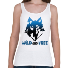 PRINTFASHION Farkas - vad és szabad wild and free - Női atléta - Fehér női trikó