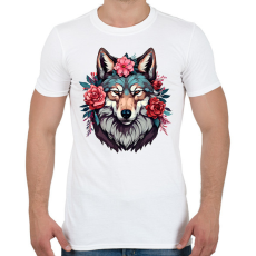 PRINTFASHION Farkas virágokkal - Férfi póló - Fehér