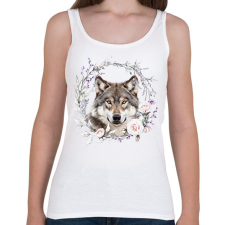 PRINTFASHION farkas virágokkal - Női atléta - Fehér női trikó