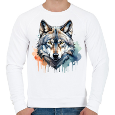 PRINTFASHION farkas vízfesték - Férfi pulóver - Fehér férfi pulóver, kardigán