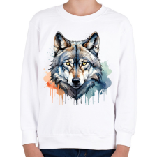PRINTFASHION farkas vízfesték - Gyerek pulóver - Fehér gyerek pulóver, kardigán