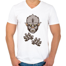 PRINTFASHION Farkasember - Férfi V-nyakú póló - Fehér férfi póló