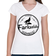PRINTFASHION Farkasfalka legénybúcsú - Női V-nyakú póló - Fehér