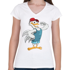 PRINTFASHION Farmer Chicken - Női V-nyakú póló - Fehér női póló