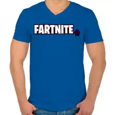PRINTFASHION Fartnite - Férfi V-nyakú póló - Királykék férfi póló