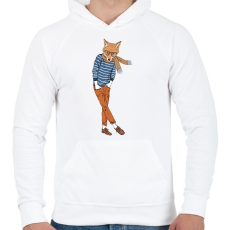 PRINTFASHION Fashion Fox - Férfi kapucnis pulóver - Fehér