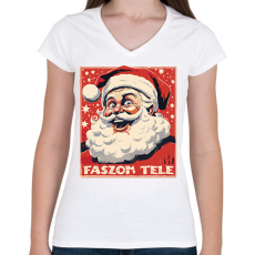 PRINTFASHION Faszom tele - Női V-nyakú póló - Fehér