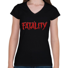 PRINTFASHION Fatality - Női V-nyakú póló - Fekete női póló