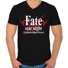 PRINTFASHION Fate Stay Night - Férfi V-nyakú póló - Fekete férfi póló