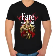 PRINTFASHION Fate stay night - Férfi V-nyakú póló - Fekete férfi póló