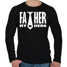 PRINTFASHION Father is my hero - Férfi hosszú ujjú póló - Fekete