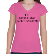 PRINTFASHION FBI - Női V-nyakú póló - Rózsaszín