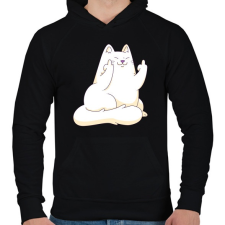 PRINTFASHION FCK cica - Férfi kapucnis pulóver - Fekete férfi pulóver, kardigán