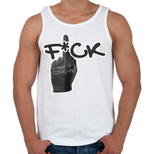 PRINTFASHION fck covid19 - Férfi atléta - Fehér atléta, trikó