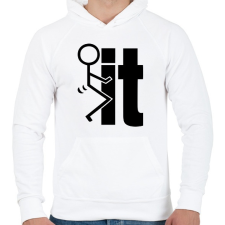 PRINTFASHION Fck it 2 - Férfi kapucnis pulóver - Fehér férfi pulóver, kardigán