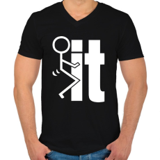 PRINTFASHION Fck it - Férfi V-nyakú póló - Fekete