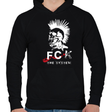 PRINTFASHION Fck the system - Férfi kapucnis pulóver - Fekete