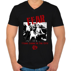 PRINTFASHION FEAR - Férfi V-nyakú póló - Fekete