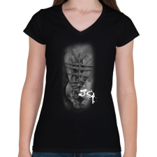 PRINTFASHION fearthe59wh-01 - Női V-nyakú póló - Fekete női póló
