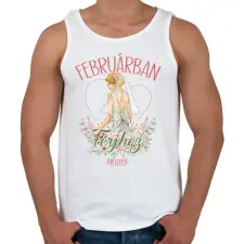 PRINTFASHION Februárban férjhez megyek - Férfi atléta - Fehér atléta, trikó