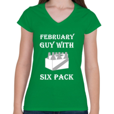 PRINTFASHION Februárban született kockás hasú 2 - Női V-nyakú póló - Zöld