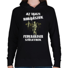 PRINTFASHION Februári horgász - Női kapucnis pulóver - Fekete
