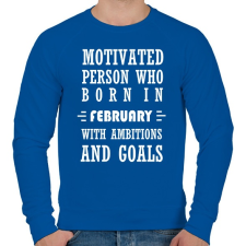 PRINTFASHION Februári születésű motivált személy ambíciókkal és célokkal - Férfi pulóver - Királykék férfi pulóver, kardigán