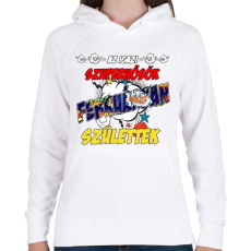 PRINTFASHION Februári Szuperhős - Női kapucnis pulóver - Fehér