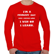 PRINTFASHION Februári vagyok és nem veszítek hanem tanulok - Férfi hosszú ujjú póló - Piros