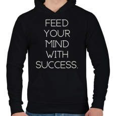 PRINTFASHION Feed your mind with success - Férfi kapucnis pulóver - Fekete