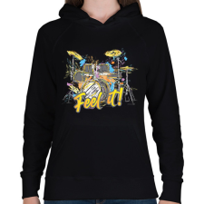 PRINTFASHION Feel it! - Dobolós - Női kapucnis pulóver - Fekete női pulóver, kardigán